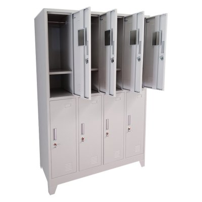 8 compartment metal locker with legs